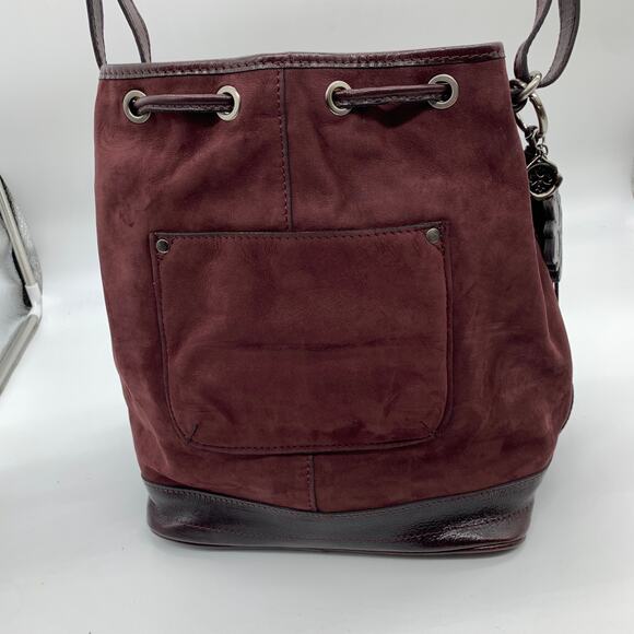 Patricia Nash Leather Crossbody Bags Melrose Drawstring Plum Nubuck Purse - Picture 10 of 12